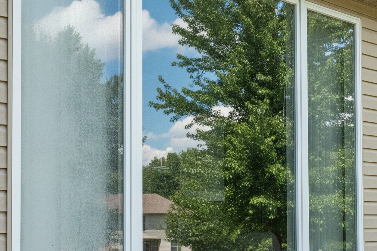 Crystal clear residential windows after pure water window cleaning Joplin Missouri Jasper County no mineral spots Kevin