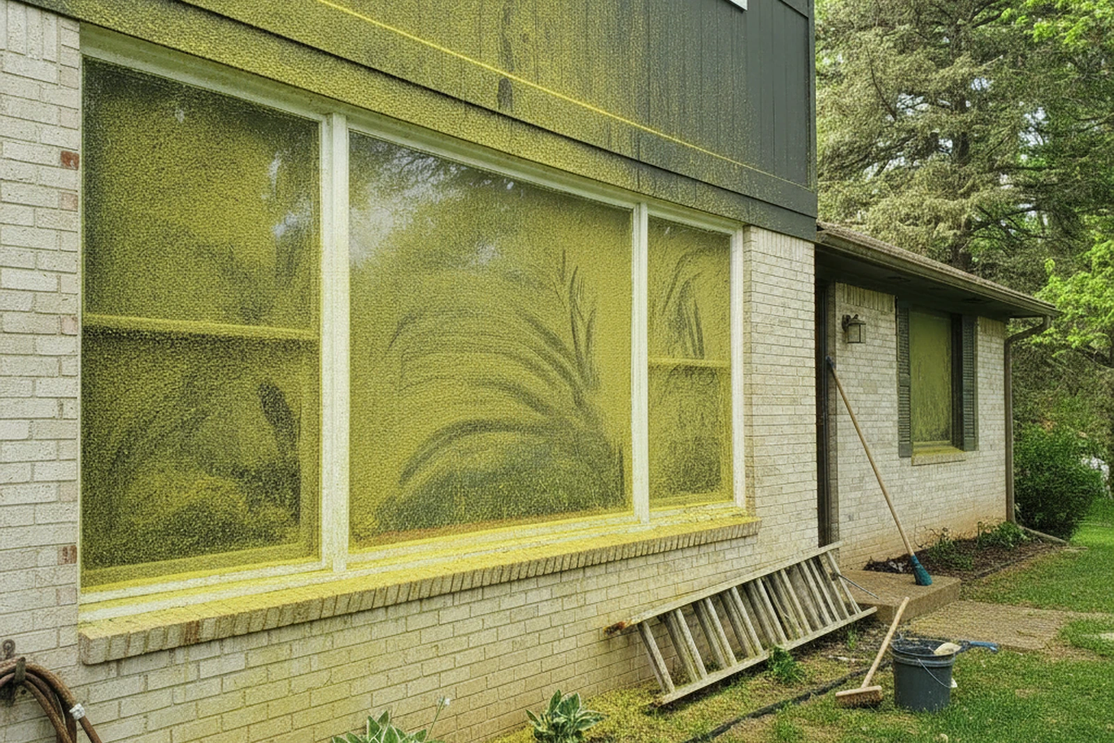 Spring pollen film coated windows Joplin Missouri Jasper County oak cedar elm yellow-green pollen April May residential Kevin